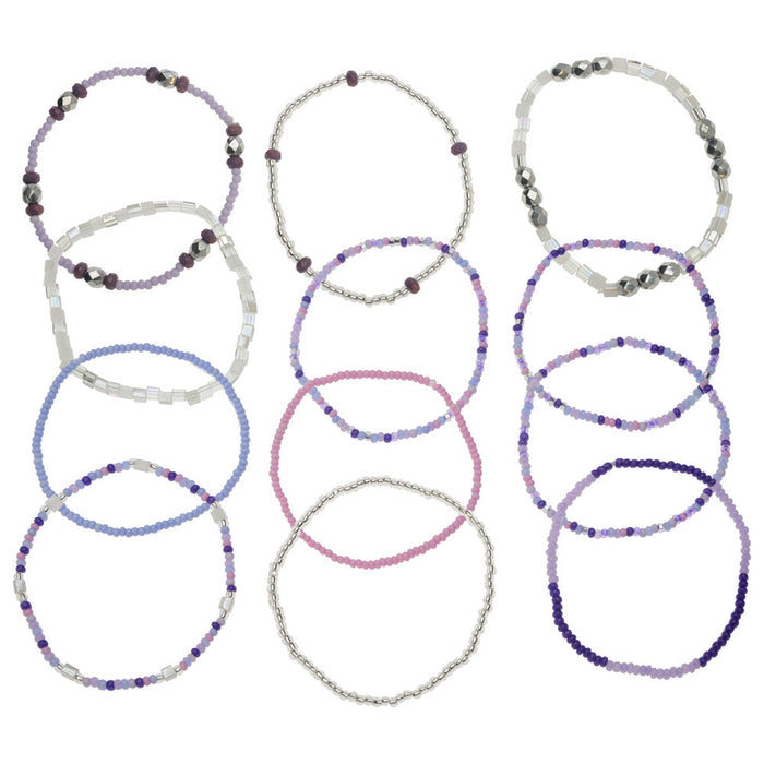 Serendipity Stretch Bracelet Kit in Purple, 12 Bracelets - Exclusive Beadaholique Jewelry Kit