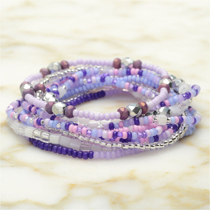 Serendipity Stretch Bracelet Kit in Purple, 12 Bracelets - Exclusive Beadaholique Jewelry Kit