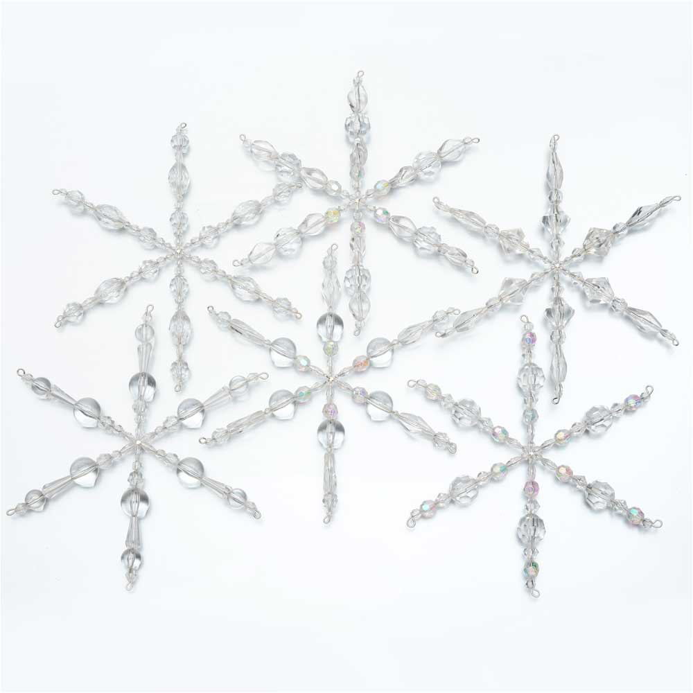 Set of 6 Snowflake Christmas Ornaments - Exclusive Beadaholique Jewelry Kit