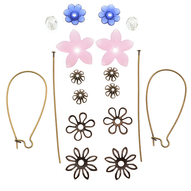 Floral Drop Lucite Earrings, Pink, - Exclusive Beadaholique Jewelry Kit