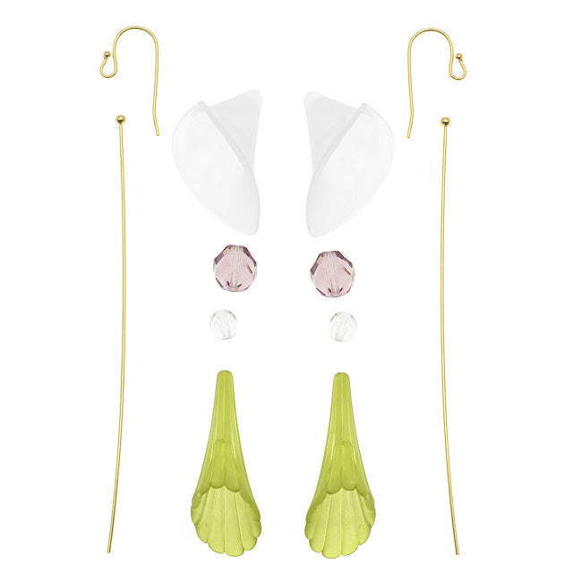 Lucite Lily Earring, White,  - Exclusive Beadaholique Jewelry Kit