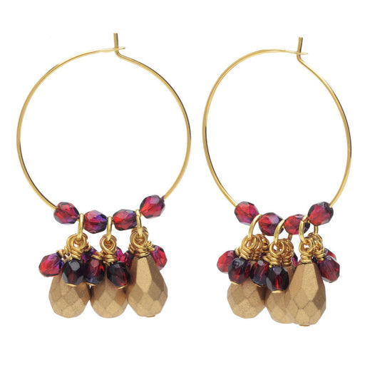 Beaded Hoop Earrings - Gold/Garnet - Exclusive Beadaholique Jewelry Kit
