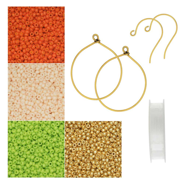 Fresca Beaded Fringe Earrings in Orange Crush - Exclusive Beadaholique Jewelry Kit