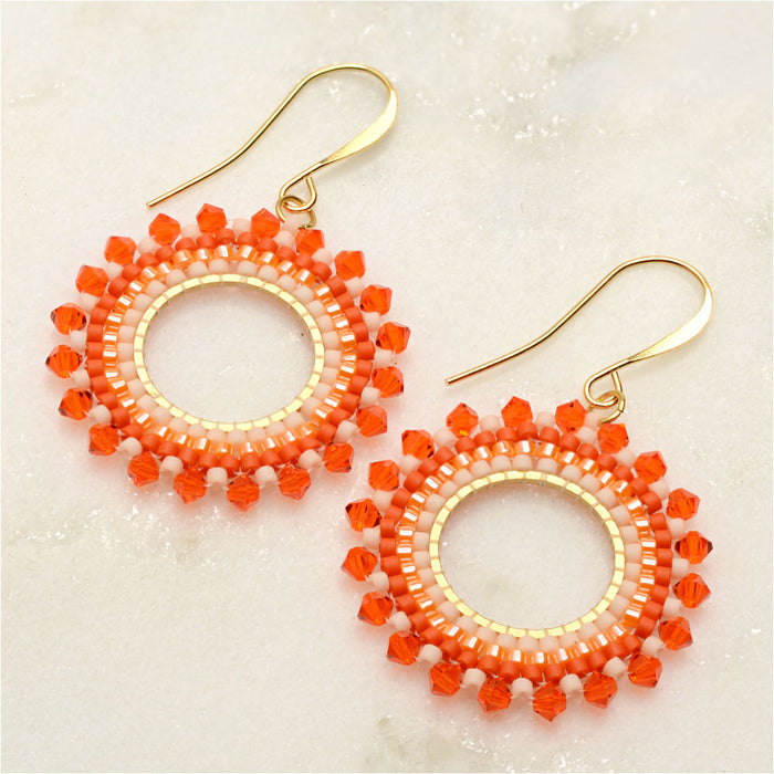 Brick Stitch Burst Earrings in Orange Crush - Exclusive Beadaholique Jewelry Kit