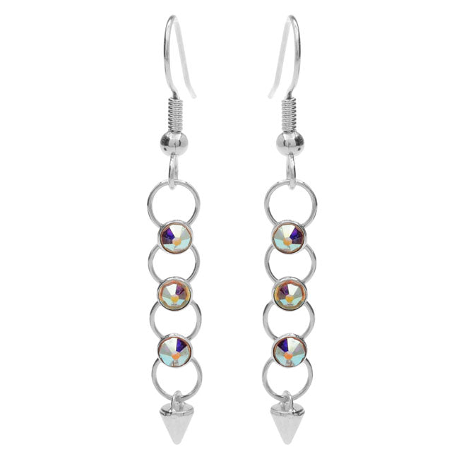 Crystaletts Spike Earrings-CrystalAB/Silver - Exclusive Beadaholique Jewelry Kit