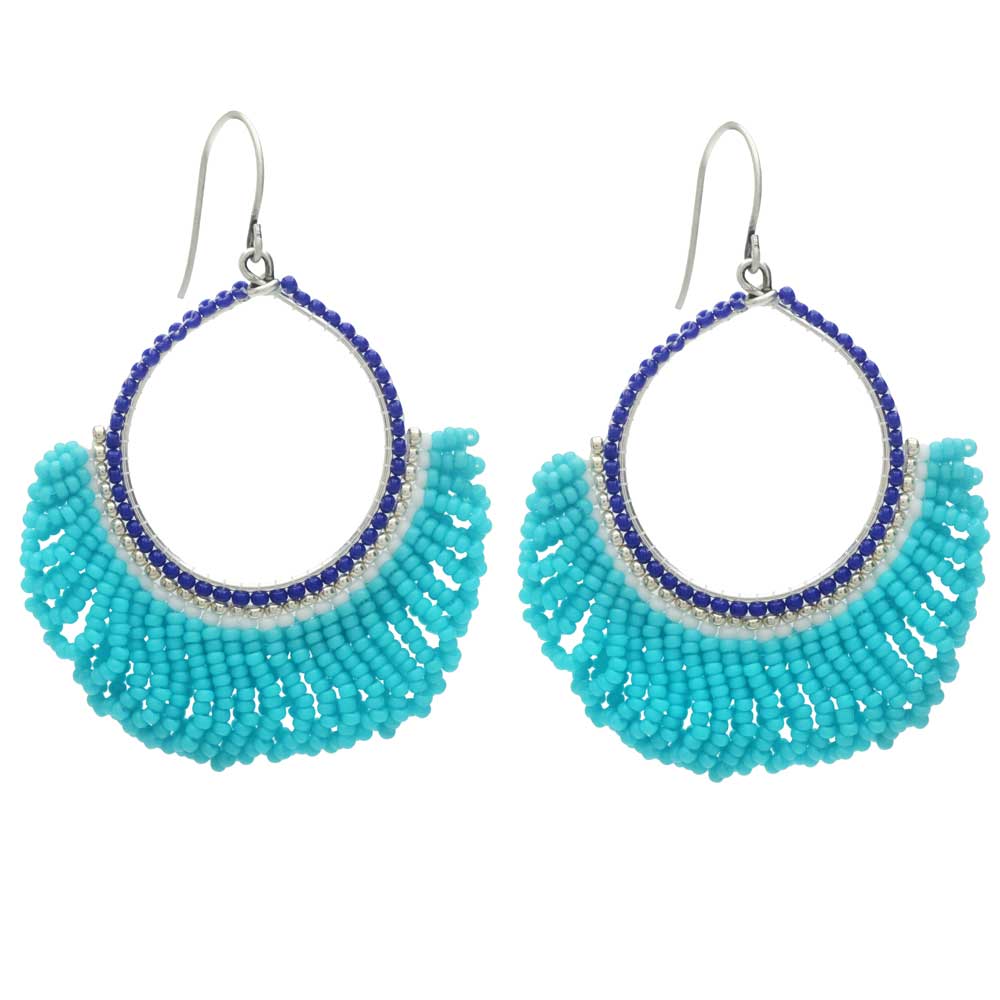 Fresca Beaded Fringe Earrings in Blue Lagoon - Exclusive Beadaholique Jewelry Kit