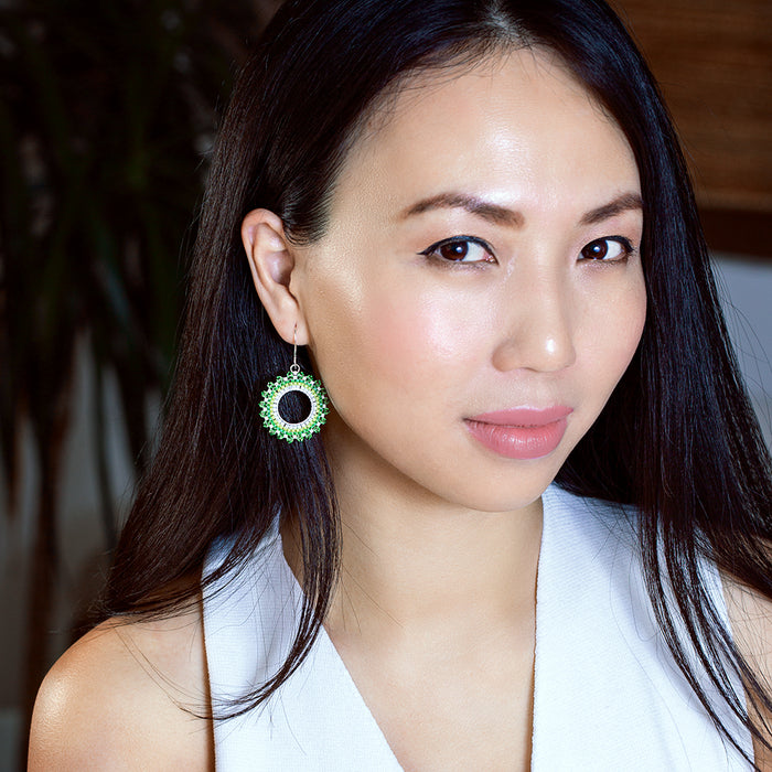 Brick Stitch Burst Earrings in Lime Coolada - Exclusive Beadaholique Jewelry Kit