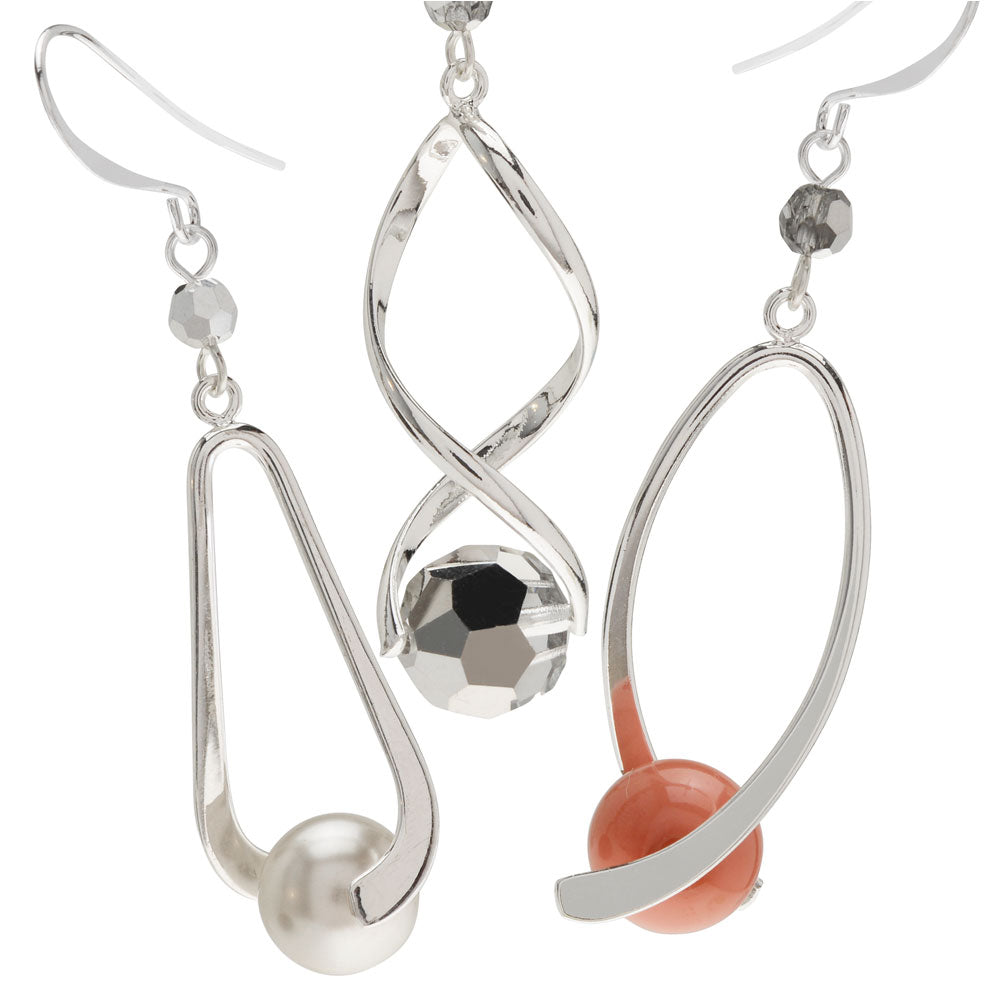 Audrey Earring Trio in Evening Rose featuring Preciosa Crystals and Pearls - Exclusive Beadaholique Jewelry Kit