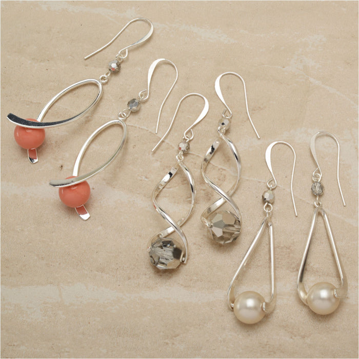 Audrey Earring Trio in Evening Rose featuring Preciosa Crystals and Pearls - Exclusive Beadaholique Jewelry Kit