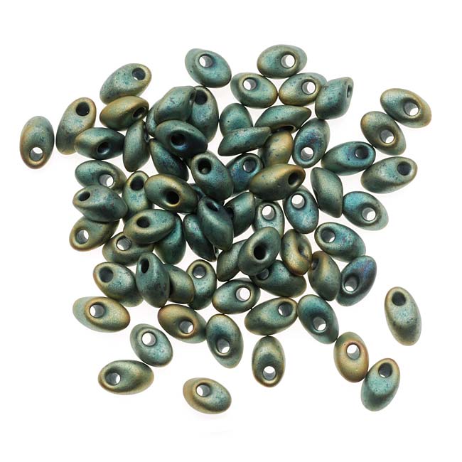 Miyuki Long Magatama Seed Beads - 4x7mm 'Matte Metallic Patina Iris' 8.5 Grams