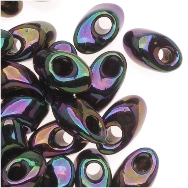 Miyuki Long Magatama Seed Beads - 4x7mm 'Metallic Dark Plum Iris' 8.5 Grams