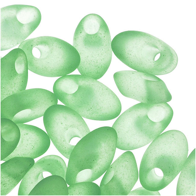 Miyuki Long Magatama Seed Beads 4x7mm - Matte Sea Glass Green (8.5 Grams)