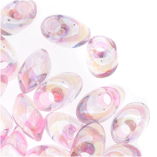 Miyuki Long Magatama Seed Beads 4x7mm - Pink Lined Crystal AB (8.5 Grams)