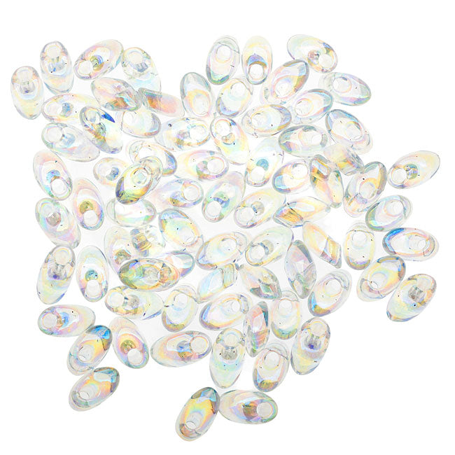Miyuki Long Magatama Seed Beads 4x7mm - Crystal AB (8.5 Grams)