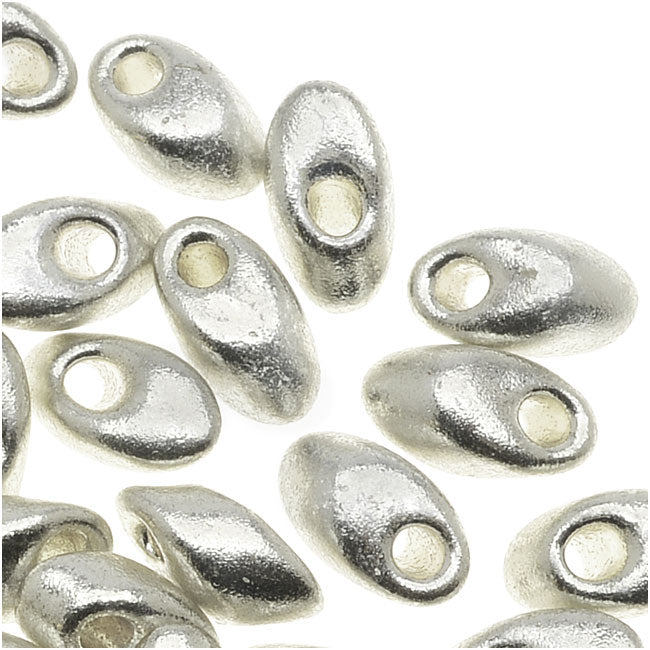 Miyuki Long Magatama Seed Beads 4x7mm - Galvanized Silver (8.5 Grams)