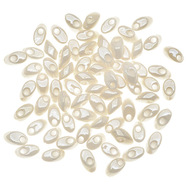 Miyuki Long Magatama Seed Beads 4x7mm - Ivory Ceylon (8.5 Grams)