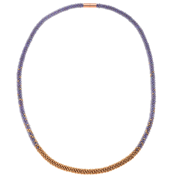Long Beaded Kumihimo Necklace - Rainbow Purple & Rose Gold - Exclusive Beadaholique Jewelry Kit