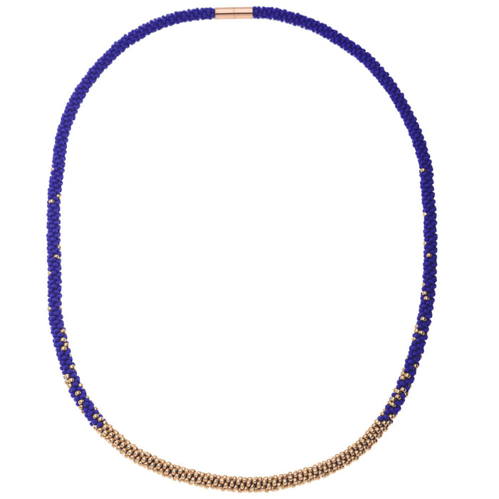 Long Beaded Kumihimo Necklace - Blue & Rose Gold - Exclusive Beadaholique Jewelry Kit