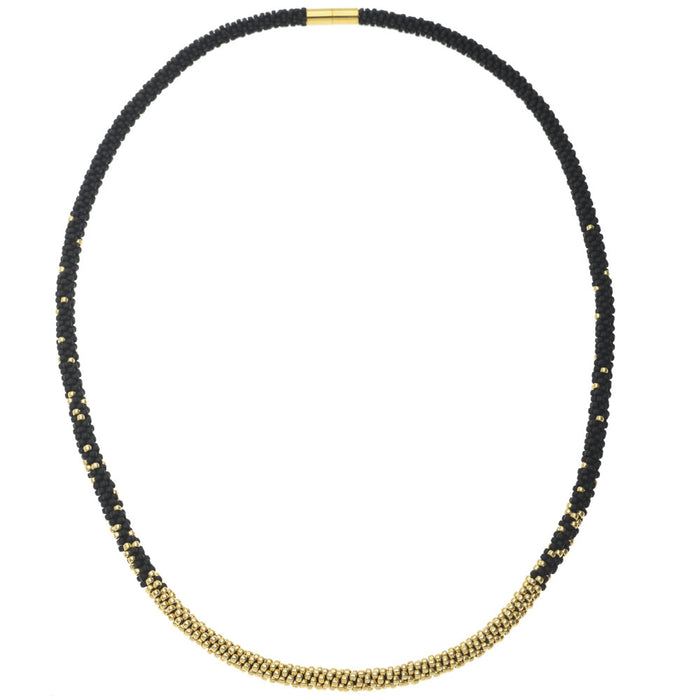 Long Beaded Kumihimo Necklace - Black & Gold - Exclusive Beadaholique Jewelry Kit