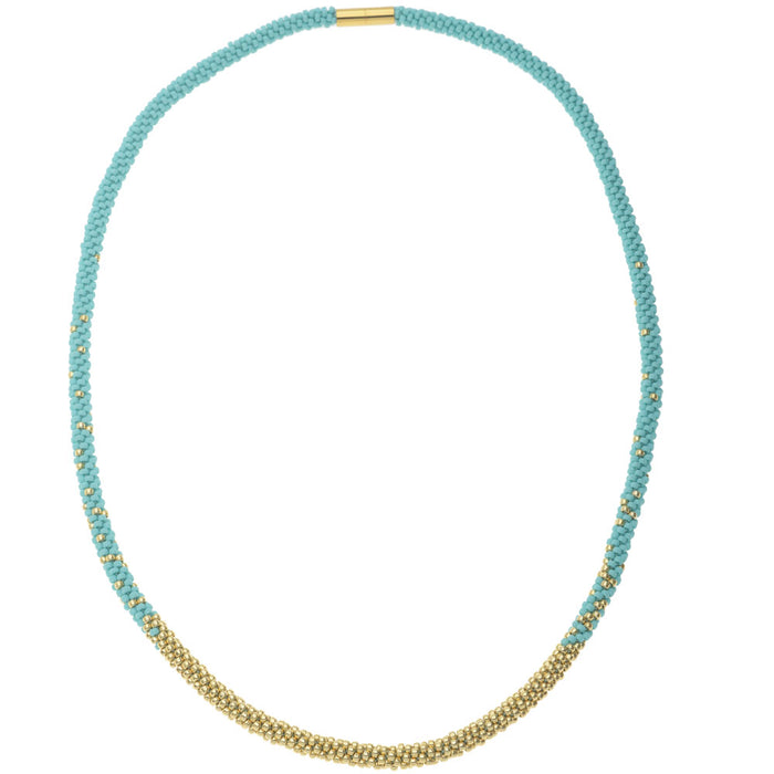 Long Beaded Kumihimo Necklace - Teal & Gold - Exclusive Beadaholique Jewelry Kit