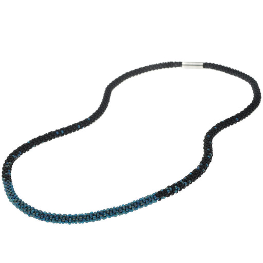 Long Beaded Kumihimo Necklace - Black & Rainbow Teal - Exclusive Beadaholique Jewelry Kit
