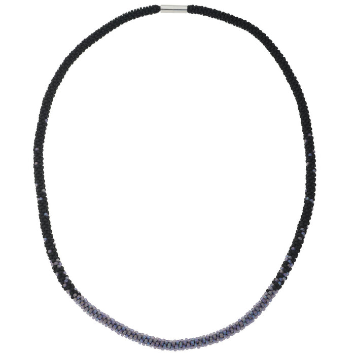 Long Beaded Kumihimo Necklace - Black & Rainbow Purple - Exclusive Beadaholique Jewelry Kit