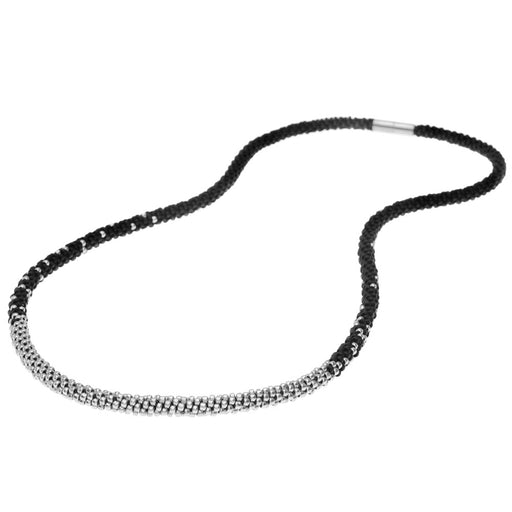 Long Beaded Kumihimo Necklace - Black & Silver - Exclusive Beadaholique Jewelry Kit