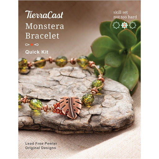 Bracelet Jewelry Kit, Monstera Bracelet, Kit Makes 1 Adjustable Bracelet, Antiqued Silver, By TierraCast