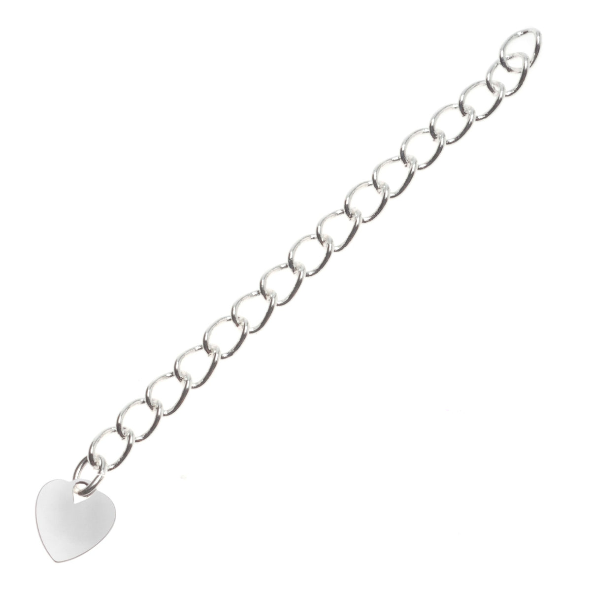 solid 925 Sterling Silver twisted oval cable chain extender with heart tag  for chain necklace