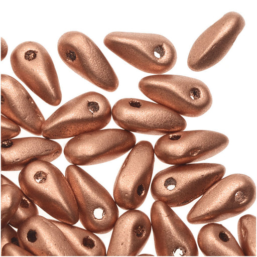 Czech Glass Mini Dagger Beads, 2.5x6mm, Matte Metallic Copper (10 Gram Tube)