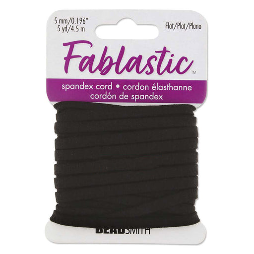 Fablastic Stretch Cord for Mask Making, Flat 5mm (0.196 Inch) Thick, Black (5 Yards)