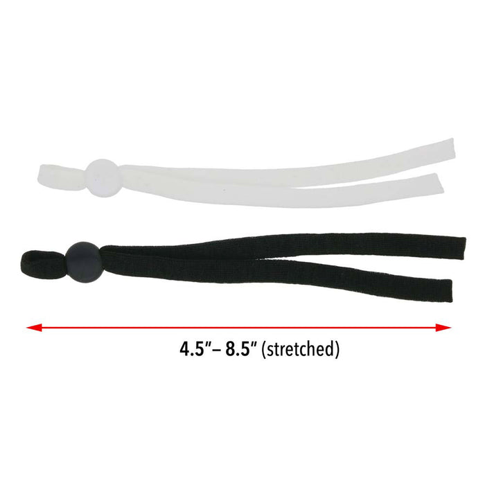 Fablastic Stretch Cord with Cord Lock for Mask Making, Flat 5mm (0.196 Inch) Thick, Black & White Assorted Pack (12 Pieces)