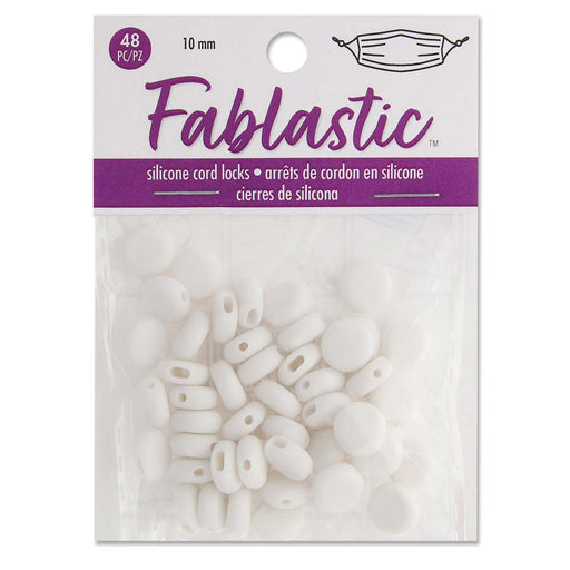 Fablastic Cord Locks for Mask Making, Round 10mm with 1.6 & 3.5mm Holes, White (48 Pieces)