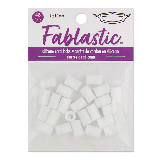 Fablastic Cord Locks for Mask Making, Cylinder 7x10mm with 1.6 & 4.5mm Holes, White (48 Pieces)