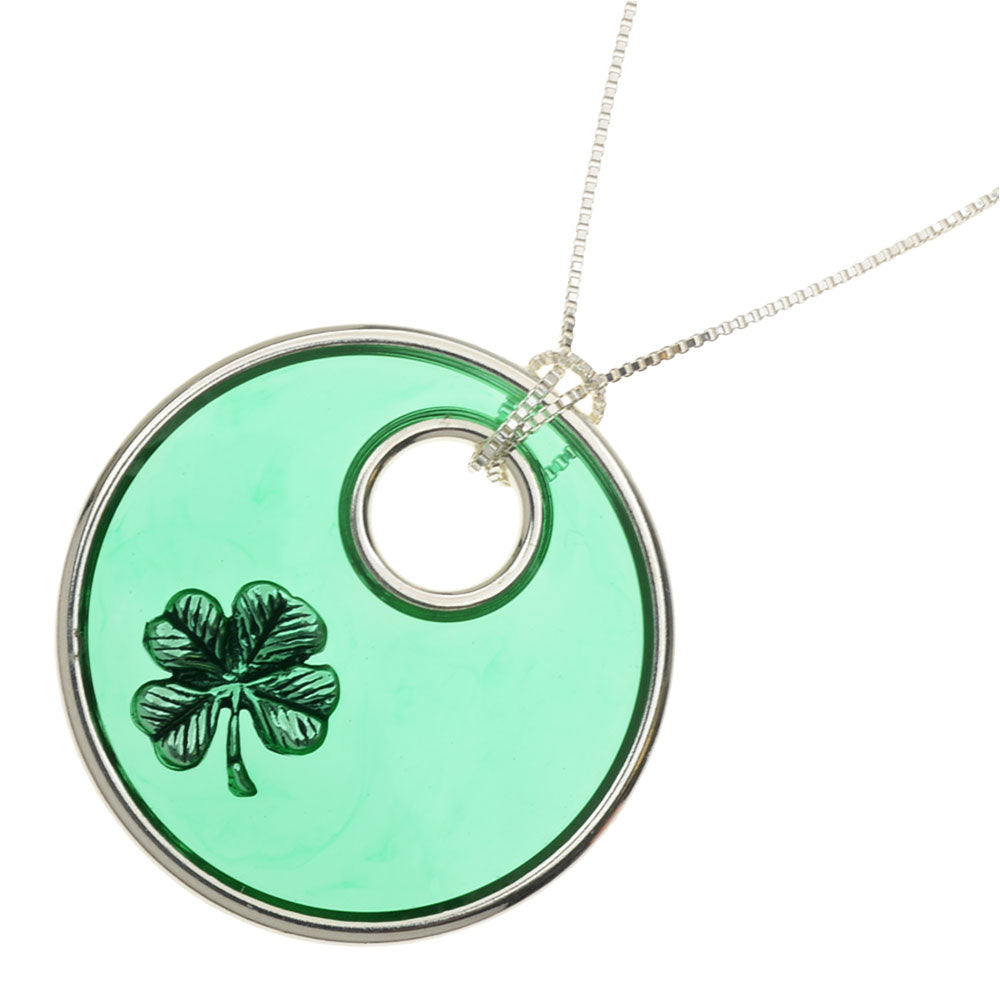 Retired - Shamrock Stained Glass Window Pendant Necklace