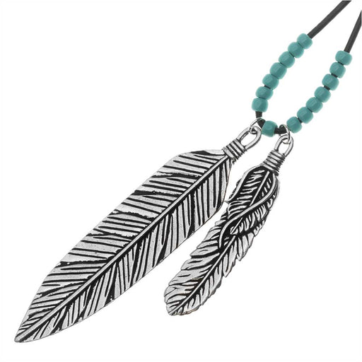 Retired - Western Winds Long Leather Feather Necklace