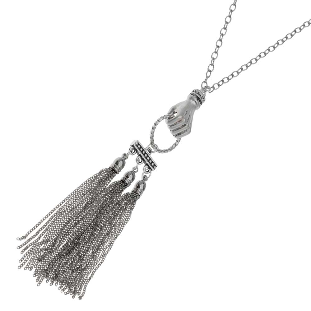 Retired - Hold on Tight Silver Tassel Necklace — Beadaholique