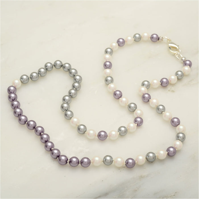 Buy the Lavender and White Czech Beaded Necklace | JaeBee Jewelry