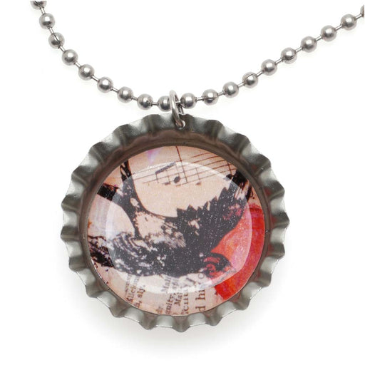 Retired - Bird in a Bottle Cap Necklace