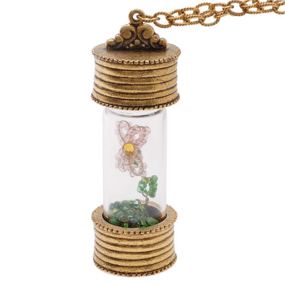 Retired - Keepsake Glass Vial Necklace with Flower
