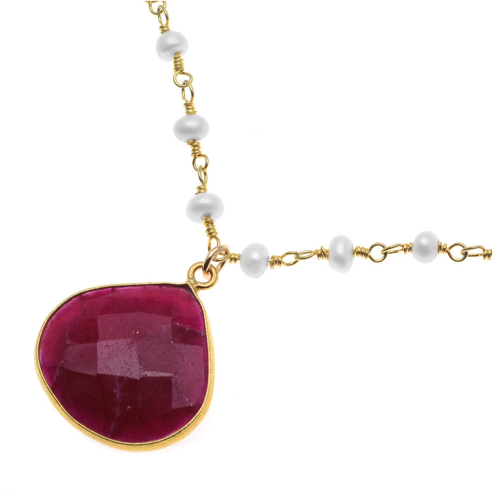 Retired - Ruby Gemstone and Pearl Necklace