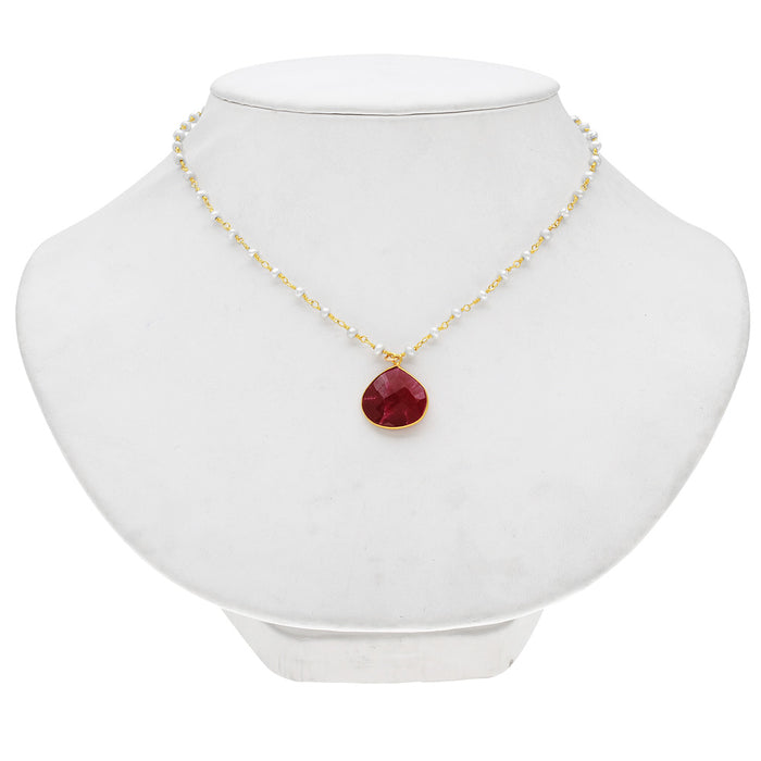 Retired - Ruby Gemstone and Pearl Necklace