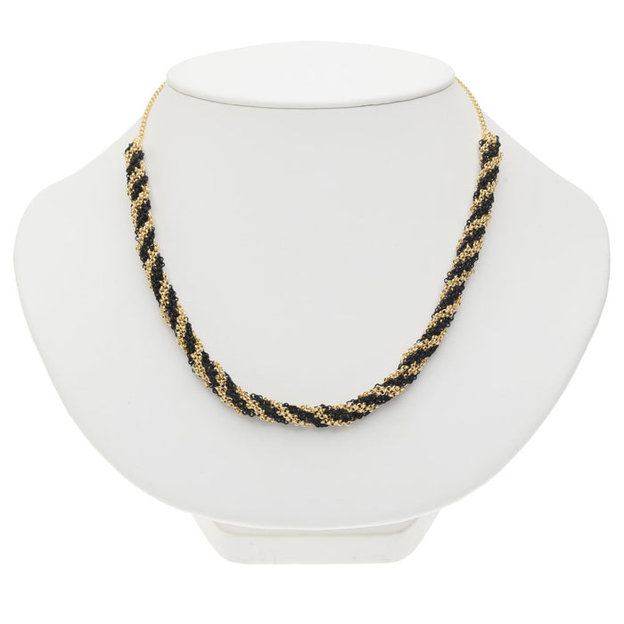 Kumihimo Braided Chain Necklace - Black & Gold