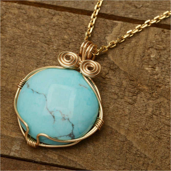 Howlite Caged Cabochon Necklace (Reboot)