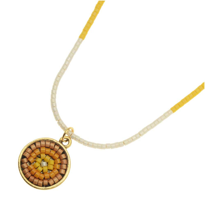 Marigold Color Blocked Medallion Necklace