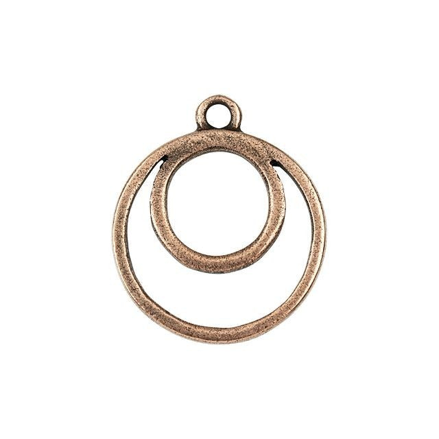 Open Back Bezel Pendant, Circle Eclipse 23.5x37mm, Antiqued Copper, by Nunn Design (1 Piece)