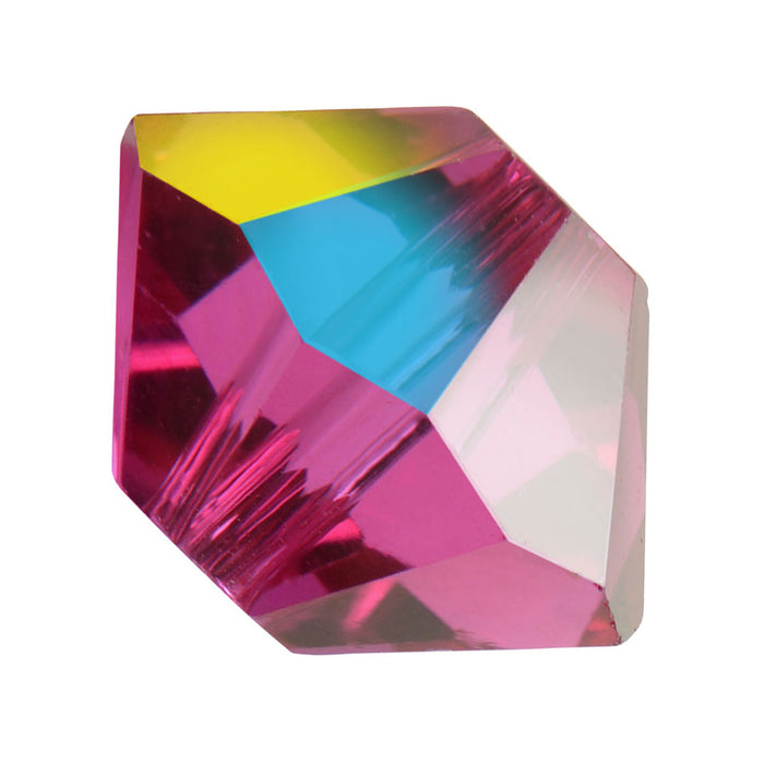 Preciosa Czech Crystal, Bicone Bead 3mm, Fuchsia AB (36 Pieces)