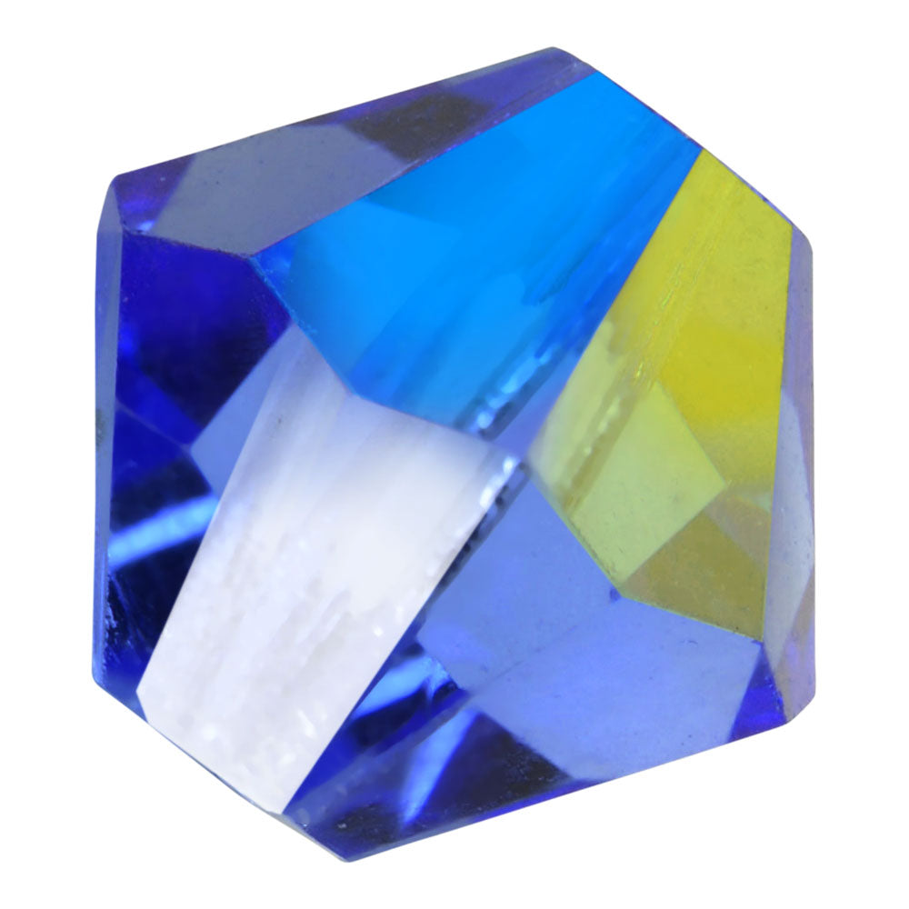 Preciosa Czech Crystal, Bicone Bead 5mm, Sapphire AB (32 Pieces)