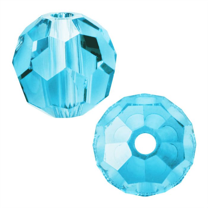 Preciosa Czech Crystal, Round Bead 10mm, Aqua Bohemica (24 Pieces)