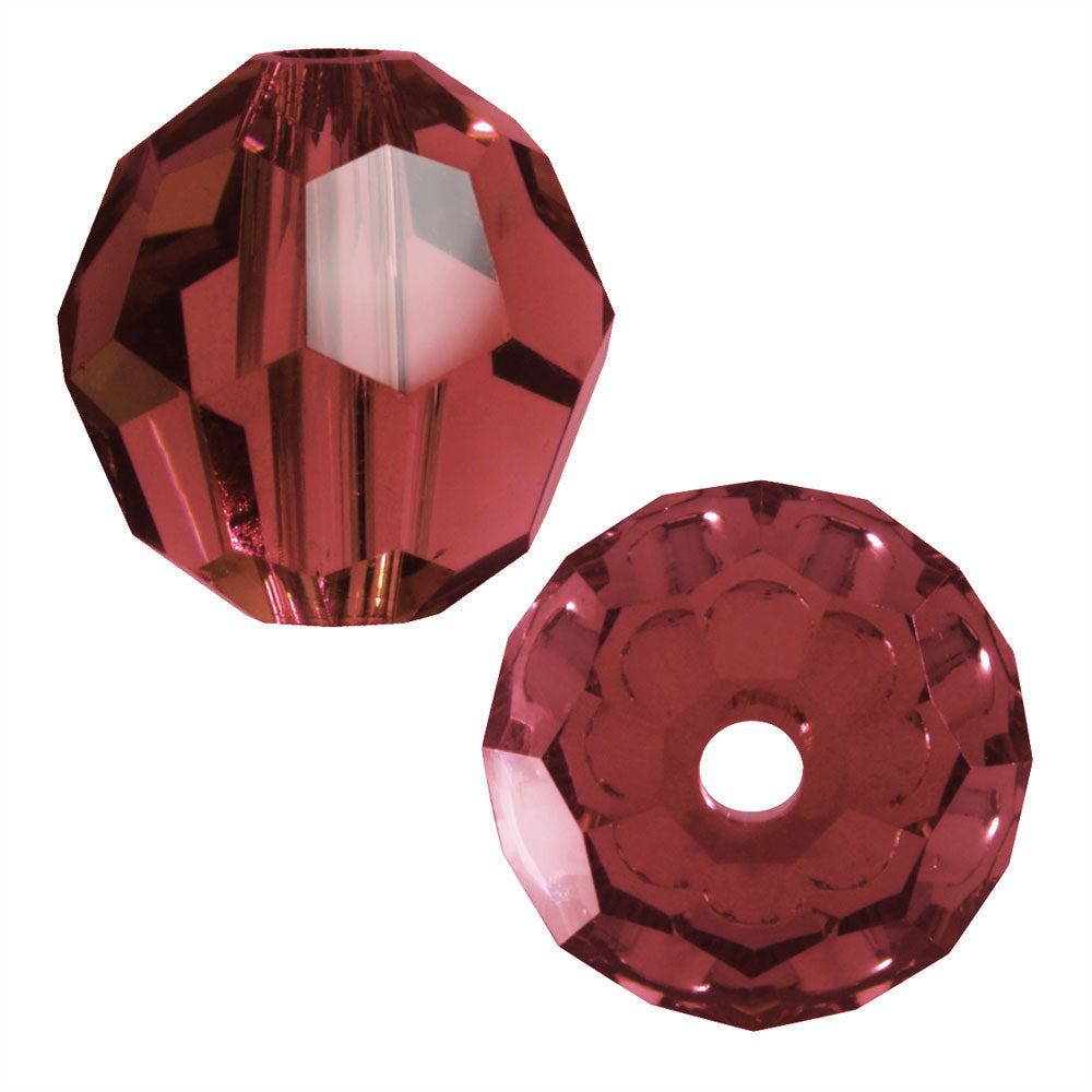 Preciosa Czech Crystal, Round Bead 4mm, Light Burgundy (40 Pieces)